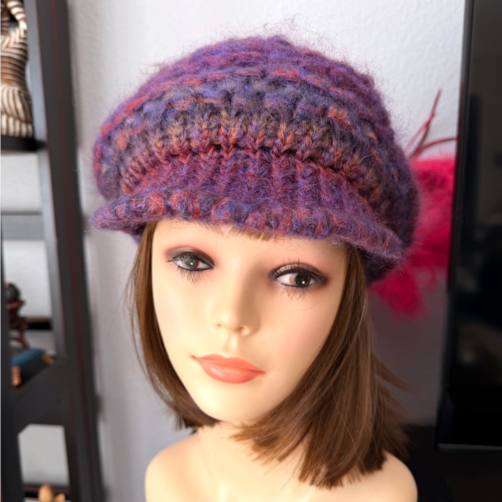 Italian Purple Knit Pageboy Hat - Picture 7 of 9